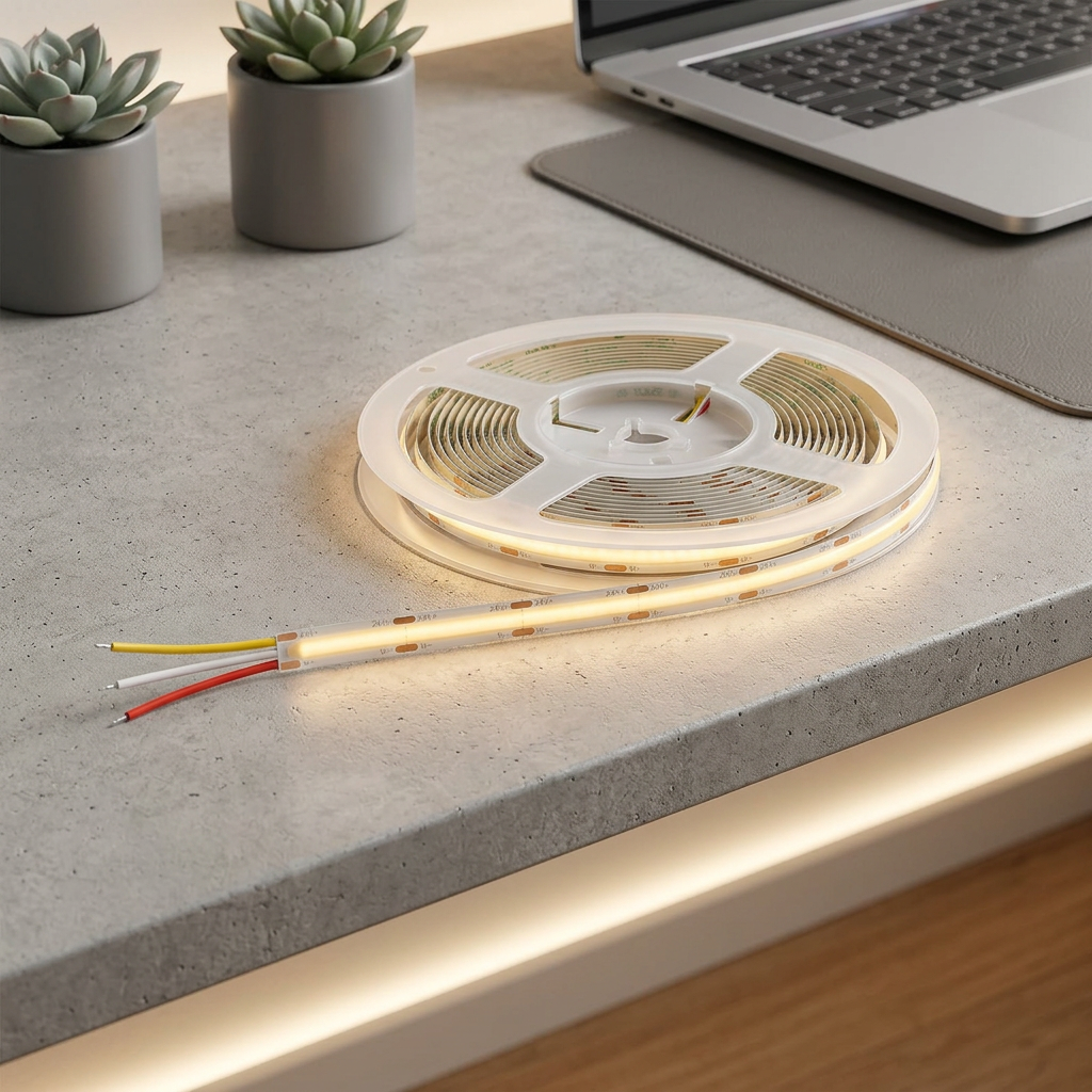 Stable Dot-free Dimmable CCT Changeable 24V USB Copper LED COB CSP Strip Light 2700K-6500K High Density