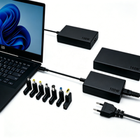 Chargeur universel USB-C pour ordinateur portable de haute qualité 100W avec prise EU, cordon d'alimentation CA et connecteur CC fixe
