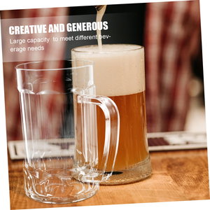 Wholesale Custom Unbreakable Polycarbonate Acrylic Clear 500 ml <b>Plastic</b> Beer Glasses Beer <b>Mugs</b> with Handle - Product Image 4