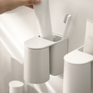 KS <b>Toothbrush</b> <b>Holder</b> Wall Mounted Suction Cup Minimalist Design Toothpaste Storage Set For Bathroom - Product Image 3