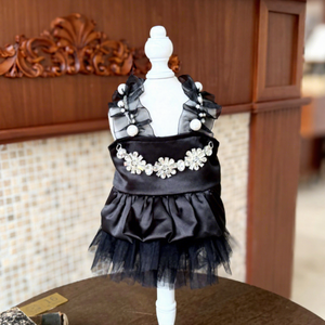 Robe de soirée de luxe pour chiens et chats, noire, avec perles et cristaux, jupe tutu élégante en maille, pour le Nouvel An chinois, vente en gros d'été - Product Image 3