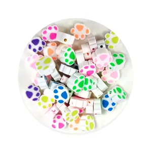 Miçangas de argila de polímero, 25 pçs/saco vários estilos de polímero, nuvem branco, unicórnio, gato, impressão de pata, miçangas soltas para diy, acessórios para fazer joias