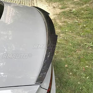 Aileron arrière en fibre de carbone style M4 pour Audi A6 C8 berline, FRP non peint, noir brillant, carbone forgé, 2019-2022 - Product Image 5