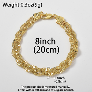 Pulsera Jubilee en oro de 18 quilates antideslustre, cadena plana tejida multicapa, pulseras de pareja hechas a mano. - Product Image 6