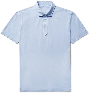 Chemises décontractées pour hommes à col montant, en maille unie, en sergé polyester/coton, à manches courtes, coupe classique, respirantes, avec logo frontal, unies - Product Image 5