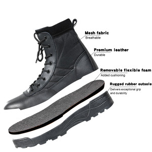 Stivali <span class=keywords><strong>tattici</strong></span> resistenti da <span class=keywords><strong>uomo</strong></span> in pelle impermeabile con stivali neri Anti-Skip in promozione - Product Image 4
