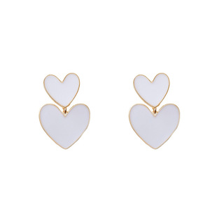 New Trendy and Minimalist White <b>Heart</b>-shaped <b>Earring</b> Detachable Two Wearing Women's <b>Earrings</b> - Product Image 6