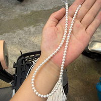 Perles semi-finies en perles d'eau douce naturelles presque rondes de 4,8-5 mm, légères imperfections pour le bricolage, 39 cm de long avec environ 78 perles