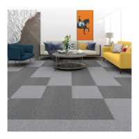 Dalles de moquette en PU à boucles modernes 50x50cm, motif puzzle, isolation acoustique, adaptées aux animaux domestiques, avec support fin en PVC, gris bureau