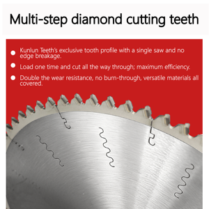 Sierra de Diamante con Dientes de Cerámica Kunlun, Diámetro 300 mm, Grosor 3,2 mm, Adecuada para Materiales en Láminas, <span class=keywords><strong>Tableros</strong></span> de Aglomerado, <span class=keywords><strong>Tableros</strong></span> Multicapa - Product Image 4