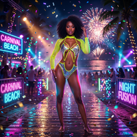 Monokini holographique vert néon pour femme, body sexy à découpes en résille, idéal pour festivals, soirées, clubbing, carnaval, vente en gros, personnalisation OEM