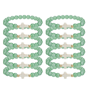 <b>Beaded</b> <b>Bracelets</b> 12 Piece Set Colorful Cross Design Unisex Jewelry Gift Fashion Accessory - Product Image 5