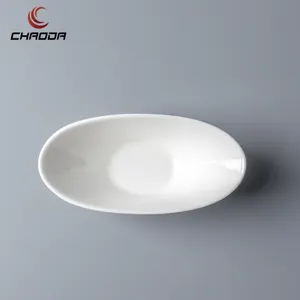 Chaoda Best Selling 11cm Irregular Bowl Oval Tableware Soy Sauce Bowl Ceramic White Ceramic Sauce Bowls For Restaurant