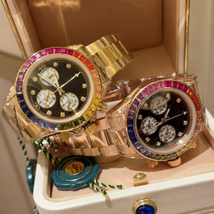 Montre mécanique unisexe de luxe décontractée et professionnelle en acier inoxydable avec chronographe, bracelet en cuir et caoutchouc, fermoir caché, édition limitée - Product Image 6