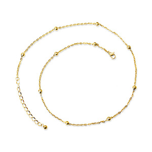 <strong>Gold</strong> Plating 316L Stainless Steel <strong>Ball</strong> Beaded Cross Link <strong>Chains</strong> Necklace for Woman - Product Image 3
