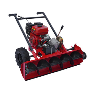 Barredora de nieve manual con motor de gasolina, color rojo, para la eliminación de nieve en carreteras y patios en invierno. - Product Image 2