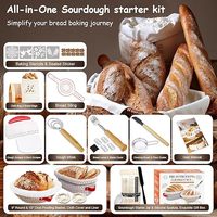 Kit de démarrage de levain naturel réutilisable 18 pièces avec pot de 34 oz, thermomètre et moule à biscuits pour la fermentation et la levée - Marque YG