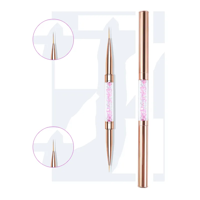 Penggunaan Ganda Pegangan Mental Warna Rose Gold Nail Liner Brush Detail Kuas Cat Nail Art