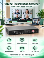 Switcher USB-C 18Gbps 2x1 HD-MI dengan Pengisian Daya PD 40W, Pengalihan Otomatis, Berbagi USB HID, Audio Seimbang, De-Embedding HDCP2.2