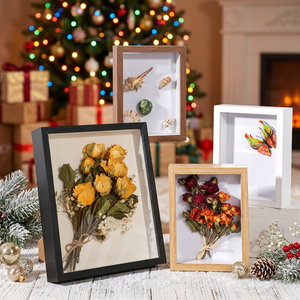 Wholesale 8x8 8x10 10x10 12x12 Inch A4 <strong>3D</strong> Wooden Shadow <strong>Box</strong> <strong>Frames</strong> with UV Printed Glass-3CM 5CM Deep Eco-Friendly Display Case - Product Image 6