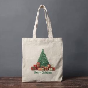 Custom Printed Merry Christmas Cotton <b>Canvas</b> Tote Shopping <b>Bag</b> Fashion Casual Black Tote <b>Bag</b> - Product Image 3