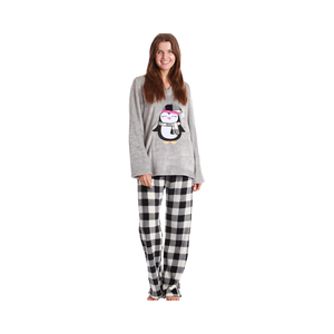 Conjuntos <span class=keywords><strong>de</strong></span> <span class=keywords><strong>pijama</strong></span> <span class=keywords><strong>de</strong></span> felpa informal para <span class=keywords><strong>mujer</strong></span>, Lino <span class=keywords><strong>de</strong></span> punto suave con pantalones cortos transpirables con cintura elástica para verano, invierno, diseño frontal <span class=keywords><strong>de</strong></span> dibujos animados - Product Image 1