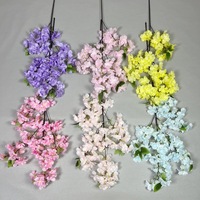 4 Branches de fleurs artificielles de cerisier, fleurs de pêcher Sakura en soie multicouche rose, décoration florale pour allée de mariage