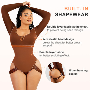 Venta al por mayor de manga larga adelgazante Fajas <span class=keywords><strong>Body</strong></span> Ultra Elástico Butt Lifter Tanga <span class=keywords><strong>Body</strong></span> con <span class=keywords><strong>escote</strong></span> de diseñador de las mujeres - Product Image 5