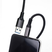 Câble USB-A vers USB-C tressé de 0,5 m avec coque métallique, charge rapide QC, cordon de charge court Type-C, prise en charge du logo personnalisé, vente en gros