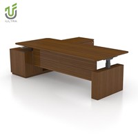 Escritorio Ejecutivo Eléctrico Moderno en Forma de L de Lujo, con Doble Motor, Altura Ajustable, para Trabajar de Pie o Sentado, con Gabinete de Almacenamiento para Oficina