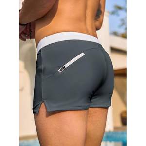 ชุดว่ายน้ำผ้าโพลีเอสเตอร์ยืดได้มีกระเป๋าสำหรับผู้ชายกางเกงว่ายน้ำลำลองผ้าโพลีเอสเตอร์เซ็กซี่แบบมีเชือกผูกเอวยางยืดมีซิปสำหรับผู้ชายสำหรับ2025 - Product Image 6