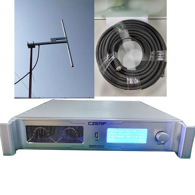 Professional CZE-T1K1 1000 Watts 1 KW Wireless Stereo FM Broadcast Transmitter with USB Output 87-108MHz Frequency 20-50km Range