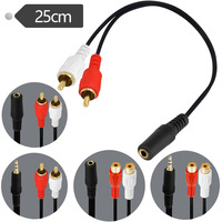 Kabel Audio Casing Adaptor Komputer Inti Tembaga Berlapis Emas 3.5Mm Kabel Stereo Tiga Tiang Pria Ke Wanita 2RCA