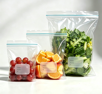 Groothandel PE Ziplock voedselbewaarzakjes transparant herbruikbaar diepvrieszakjes met datumlabel voor fruit groente keukenopbergruimte