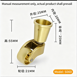ล้อเลื่อนเฟอร์นิเจอร์ 5 ชิ้น, ล้อหมุนแบบ Heavy Duty พร้อมเบรกคู่, ล้อ PU หมุนได้ 360 องศา สำหรับโซฟา, เตียง - Product Image 5