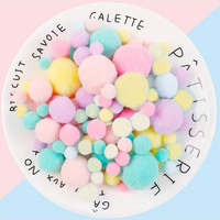 Petits pompons multicolores à haute élasticité, boules en peluche créatives faites à la main, matériaux artistiques de différentes tailles pour la décoration