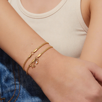 Nouveau bracelet HOVANCI en acier inoxydable avec breloque lettre, cadeau tendance, plaqué or, chaîne serpent pour femme