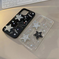 Coque de téléphone esthétique transparente scintillante avec étoiles 3D Bling Glitter pour iPhone 17 16 15 Pro Max – Étuis mobiles pour filles