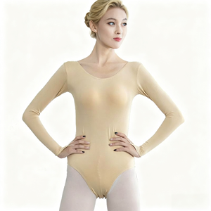 Combinaison de ballet invisible sans manches pour femmes, <span class=keywords><strong>justaucorps</strong></span> de gymnastique, une pièce, couleur <span class=keywords><strong>chair</strong></span> - Product Image 2