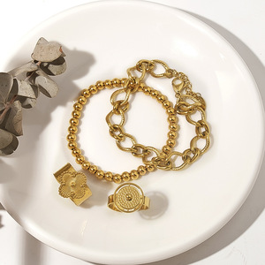 Bracciale in acciaio inox Muliti bracciale in acciaio inox Punk Cuba a catena bracciale con personalità in acciaio al titanio per le donne - Product Image 5