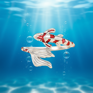 แหวนปลาคาร์ฟ 925 เงินแท้ชุบอัลลอยเคลือบอีนาเมล สำหรับทุกเพศ น่ารัก แฟชั่น เครื่องประดับ ของขวัญ สวมใส่ได้ทุกวัน - Product Image 2