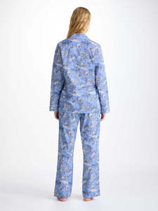 Pijamas de mujer Algodón <span class=keywords><strong>Batiste</strong></span> Blue Island Hopping Print Cintura elástica Cuello en V High-rise Casual Pijamas de punto Manga larga - Product Image 2