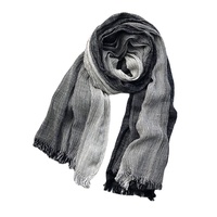 Écharpe-châle unisexe en viscose dégradée, style coréen, à rayures artistiques en coton, longue, pour voyage, décontractée, pour adulte