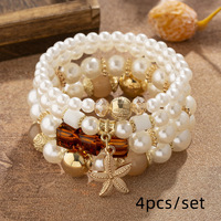 4 sets Boheemse armbanden Creatieve damessieraden Zeester Parel Meerlaagse kralenarmband Kralen