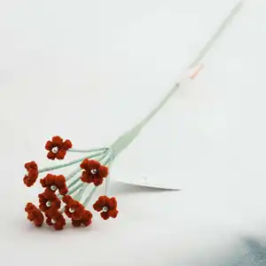 हाथ से बुना हुआ मिनी पॉटेड प्लांट क्रोकेट वूल से तैयार DIY फूल गृह कार्यालय सजावट