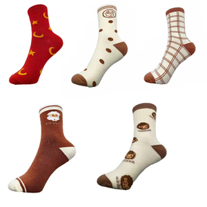 OEM Customizable New Fashion Women's Crew <b>Socks</b> Cartoon Embroidery Jacquard Stripe Design Warm Pattern High Quality - Product Image 3