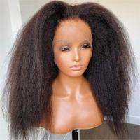 Perruque pour femme en cheveux vierges afro crépus bouclés, dentelle 360 Full HD, noire, pré-épilée, avec bordure 4C, sans colle, style frontal lisse