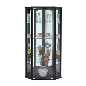 Modern Glass Display Cabinet with Adjustable <b>Shelves</b> <b>for</b> Living Room Home Furniture Contemporary Design 4-Tier Corner <b>Unit</b> - Product Image 1