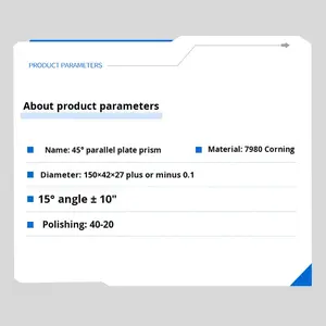 Prisma de Placa Paralela de Ângulo Reto 45° <span class=keywords><strong>Bk7</strong></span> Índice de Refração 1.51 Transmitância de Luz 93% Precisão Estável Alta Transparência Óptica - Product Image 3