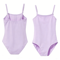 Justaucorps de ballet pour filles avec détail froncé sur le devant, costume d'entraînement de danse pour enfants, bretelles fines réglables, vêtements de danse